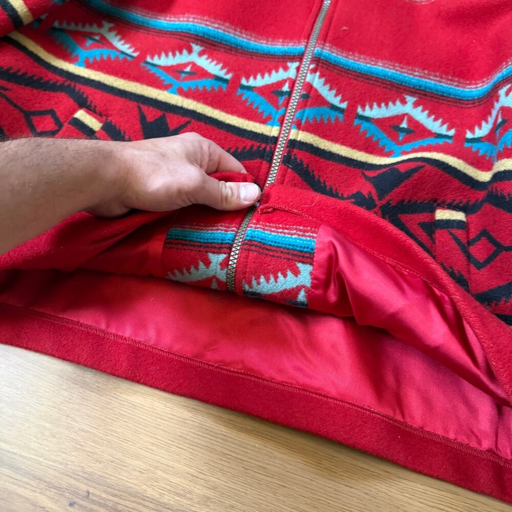 Women's Pendleton Woolen Mills Red Wool Aztec Zip Up Southwestern Jacket Sz L - Picture 4 of 7